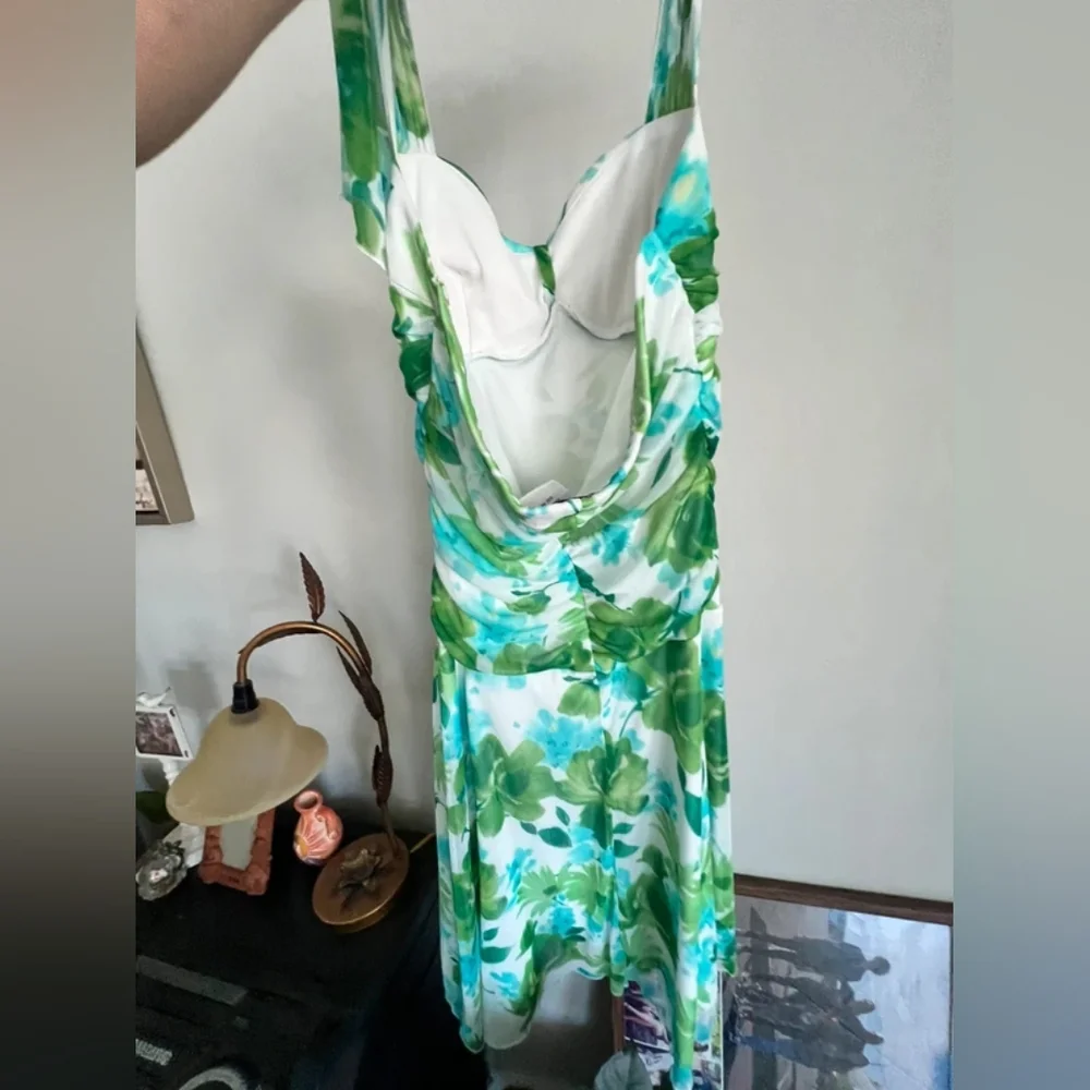 Green & Teal Floral Halter Maxi Dress